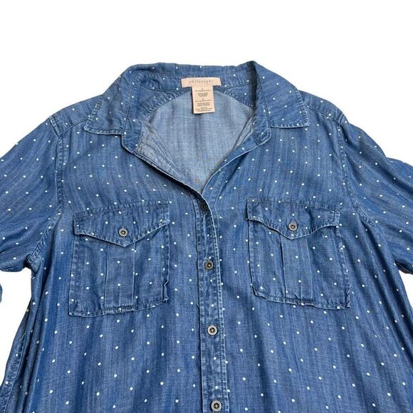 Philosophy chambray polka dot shirt dress size L - Picture 10 of 13